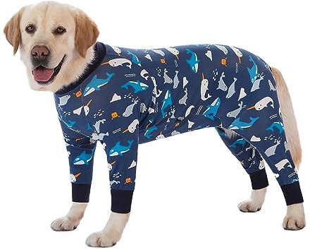 BT Bear Große Hundekleidung Onesie Kleidung Schützen Gelenke Pet Pyjamas Pyjamas für mittlere große Hunde(5XL,Dunkelblau)