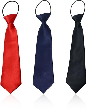 3 Stück Einfarbige Kinderkrawatten, Dehnbare Satinkrawatten Für Jungen Und Mädchen, Formelle Anlässe, Hochzeit, Abschlussfeier Und Uniform (Schwarz/Marineblau/Rot)