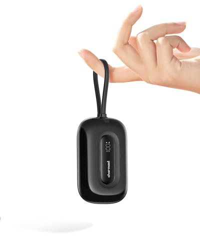 Charmast 10000mAh Bateria Externa con Cable Incorporado,20W PD Carga Rapida Mini Power Bank USB C Bateria Portatil 3 IN/out LED Display Compatible con with iPhone 15/14/13/12 Samsung