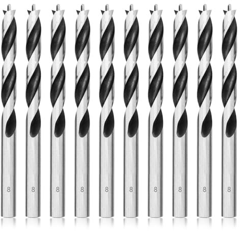 Meccion Forets à Bois Hélicoïdaux 8mm 10 Pièces Mèche pour Bois Professional Foret Brad Point pour Bois
