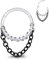 Longbeauty 16G Nasenring Hoop Daith Ohrringe mit Kette Helix Rook Conch Knorpel Tragus Silber Edelstahl Piercing Schmuck für Damen Herren, Schwarz, 8MM