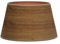 Pantalla de lámpara cónica abierta, madera oscura, dimensiones 30x22x17 cm, ideal para iluminación decorativa y ambientación.