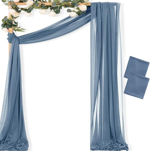 MLMC Lot de 2 panneaux de tissu drapé en mousseline de soie transparente pour arche de mariage - 73,7 cm x 6,1 m - Bleu poudré