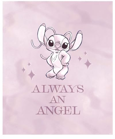 Komar Wandbild- Stitch Always an Angel - Größe 40 x 50 cm - Disney, Wandbild, Kunstdruck, Poster, Kinderzimmer, Rosa