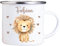4you Design Emaille Tasse Kinder personalisiert – Herz Löwe – Tier Namenstasse – Geschenk für Jungen & Mädchen – Bruchsicher & Leicht – Geschenkidee zur Einschulung & Geburtstag - 300ml