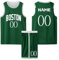 2-Teiliges Benutzerdefiniert Basketball Trikots Kinder/Erwachsener mit Namen Nummber Basketball Trikots Shirt und Shorts, Personalisierte Basketball Trikots Kinder/Erwachsener Grün 2XS