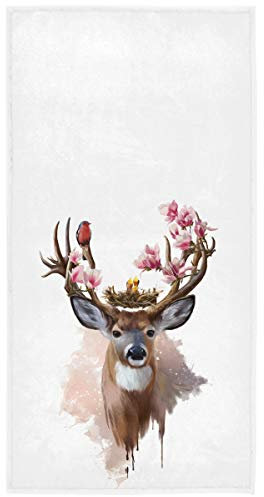 Duschtücher Hirsch Vogel Blumen Tiere Strandtücher Damen Strandtuch Männer Badetuch, Für Schwimmbad, Schwimmen, 40x70cm