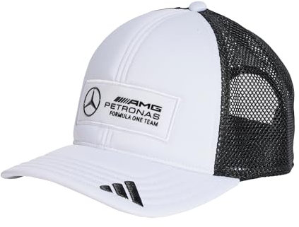 Adidas Unisex Mercedes - AMG Petronas Formula ONE Team Snapback Logo Trucker Cap, White/Black, L