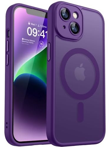 CANSHN 2024 Neu für iPhone 14 Hülle mit Kameraschutz für Magsafe (TOP Militärschutz & Magnetkraft) Extrem Haltbarkeit Hülle iPhone 14 Case Stoßfest, Dunkelviolett