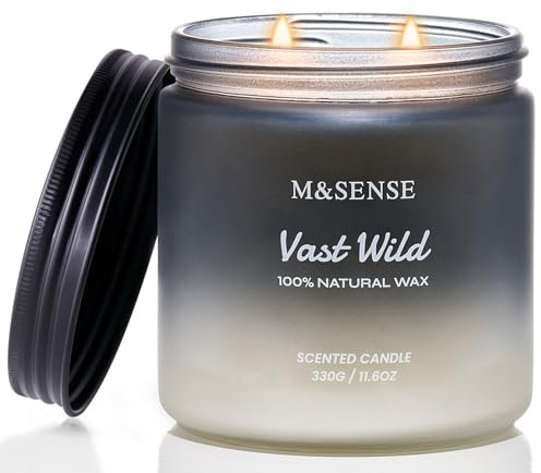M&SENSE Vast Wild Lavendel Duftkerzen Männer mit 2 Docht Sojawachskerzen 330g 70 Std. lang anhaltend schwarze maskuline Kerzen Geschenk für Männer Weihnachten MSDDEU0705 VanillaMacaroon