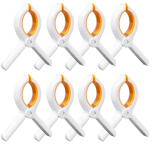 8 PCS Beach Towel Clips for Sun Lounger, Clips Pegs for Beach Towels Clothes Pin Quilt Drying Windproof Laundry Hanging, Non-Slip Towel Pegs for Sun Lounger Washing Line Laundry Pool Chairs Sunbeds