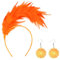 Cadimus orangen ohrringe damen,kopfschmuck orange,Feder Stirnband und 2 paar ohrringe orange frucht,kostüm orange damen,Geeignet für Karneval, Maskeraden und Bühnenauftritte-A