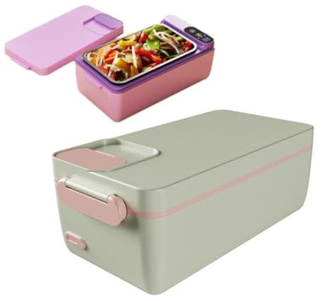 Lunch box elettrico riscaldato, scaldavivande ricaricabile con borsa termica, batteria integrata da 3200 mAh, contenitore in acciaio inossidabile rimovibile, lunch box autoriscaldante senza fili
