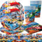 41PCS Coche Vajilla de Fiesta, Coche Juego Vajilla Cumpleaños, Auto Vajilla Cumpleaños Incluso Platos Servilleta Taza Manteles, Juego de Vajilla de Fiesta de Cumpleaños