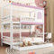 Trdlpyn Letti a Castello per 2 Bambini 90x200cm con Finestre e Rete Anticaduta, Letto Matrimoniale con Ripiano Aperto e Due Cassetti con Ruote, Rete a Doghe, Gronda Rosa, Pino+MDF, 90x200cm