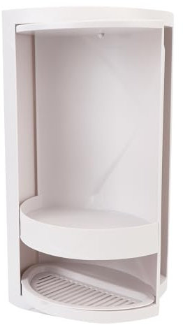 Kleiner Badezimmerschrank, 360 Grad drehbar, Eckschrank, mit 2 Ebenen, Arbeitsplatte, Grau