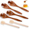 oruola 6pcs Honey Dipper and Honey Spoon Wooden, Honey Comb Sticks, 3 Different Shapes of Wooden Spoon for Honey Jar Dispense Drizzle Honey and Wedding Party Gift