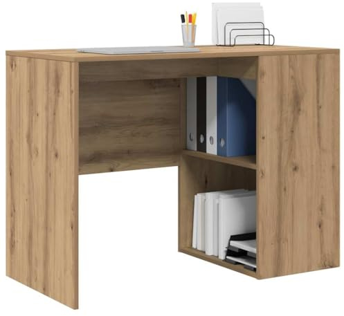 vidaXL Schreibtisch Artisan-Eiche Holzwerkstoff 102 x 50 x 75 cm | Glatte und moderne Optik, Ideal für kleine Räume und Heimbüros, Mit einem Regal, um alles ordentlich zu halten