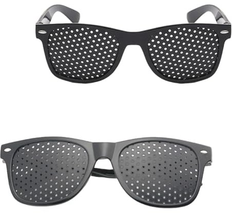 2 Stück Lochbrille Rasterbrille Augentraining,Original Pinhole Glasses zur Sehverbesserung & Augenentspannung,Gitterbrille gegen Reisekrankheit,Rasterbrille Lochbrille für Augentraining im Alltag
