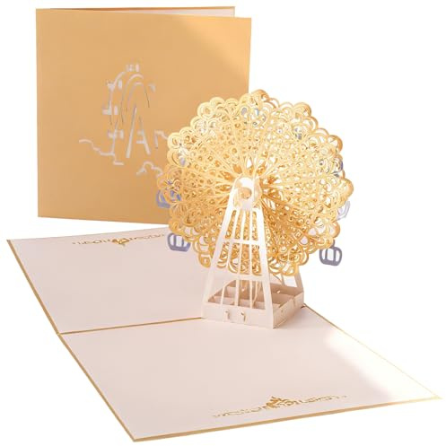 tiyiyok 3D Grußkarten, Riesenrad Pop Up Karte, Glückwunschkarten, Geburtstagskarte, Hochzeitskarte für Geburtstage, Hochzeiten, Valentinstag, Weihnachten, Neujahr, Muttertag und andere Feiertage