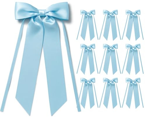 MORSUNBELA Schleifen Deko Hellblau Kerzen Schleife Geschenk Geschenkschleifen für Hochzeit Geburtstag Kommunion Weihnachten10 Stück,Blaue