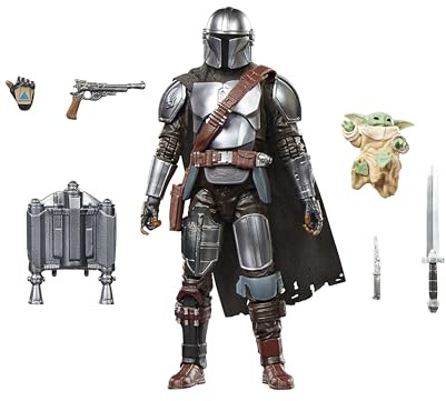 STAR WARS The Black Series The Mandalorian & Grogu, The Mandalorian & Grogu Deluxe Collectible 6 Inch Action Figure Gift