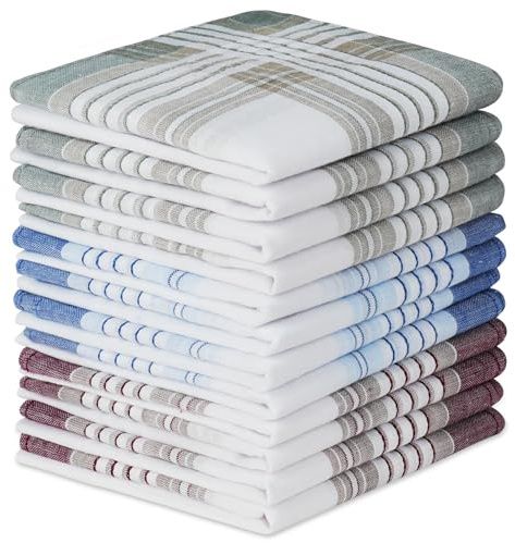 URAQT Taschentücher Herren 40cm x 40cm, Herrentaschentücher Karomuster, Handkerchief Wiederverwendbar, Hochzeits- und Herrengeschenke