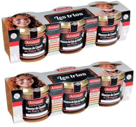 Lot 2x Mousse de canard au poivre vert + Mousse de foie de volaille au Porto + Mousse de canard à l'Armagnac - 3 x 90g
