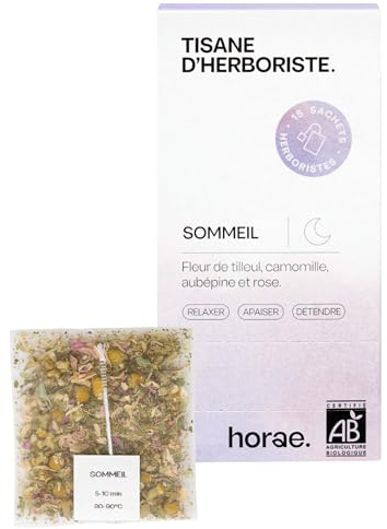 Horae Tisane Sommeil Bio 15 Sachets Tilleul Camomille Aubépine