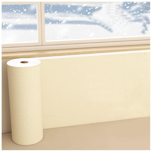 Papier Peint Adhésif Mural, Rouleau Isolant Thermique Autocollant Imperméable et L'humidité, Revetement Coussin Mural Résistant Insonorisant pour Cuisine, Salon(Beige,2 Rolls)