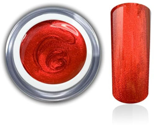 Farbgel UV LED Gel Rot Red Metallic Red Heart - Nageldesign & Nailart für Gelnägel Nagelgel Studioqualität 5ml RM Beautynails