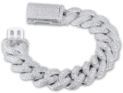 Halukakah VVS Moissanit Cuban Link Kette für Herren | 18k Echtgold/Platin Plattiert | 18mm Schwere Miami Diamantkette | Vollständig Iced Out Armband Halskette mit Boxverschluss | Schmuck für Ihn