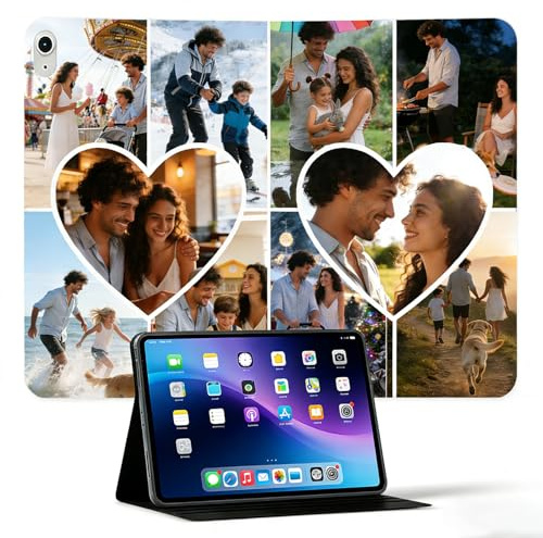 Custom Tablet Case, Personalised Tablet Case with Photo, for All Tablet Models 10 9 8 7 6 Air 11 Pro 12.9 13 inch Mini, with Tempered Glass Screen Protector, Custom Photo Collage Tablet Gifts