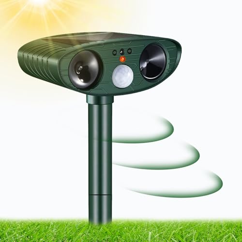 Répulsif Chat Ultrason, Répulsif Chat Exterieur, Répulsif pour Chats Solaire, répulsif à ultrasons avec Détecteur de Mouvement pour Anti Chats Chiens Souris Ratons Renards Oiseaux Rats
