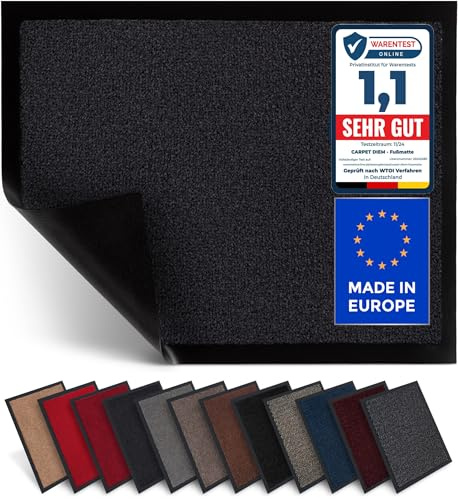 Jan Max Fußmatte Anthrazit, 60x90 cm, rutschfeste Schmutzfangmatte | Hohe Saugfähigkeit, Sauberlaufmatte, rutschfest & sicher, einfache Reinigung, Qualität aus EU