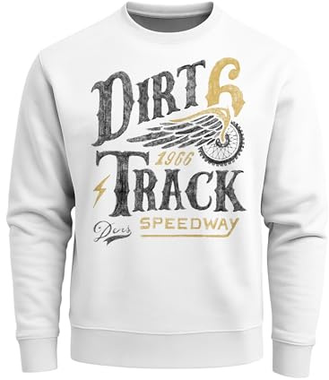 Neverless Herren Sweatshirt Dirt Track Biker Retro Vintage Rundhals-Pullover