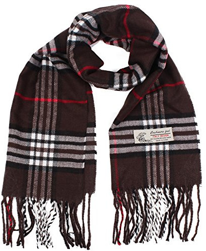 Karierter Kaschmir-Griff, klassischer weicher luxuriöser Winterschal für Herren und Damen, braun, Einheitsgröße