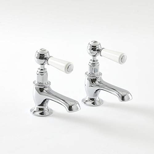 Milano Elizabeth Basin Pillar Taps Lever Handles - Chrome White