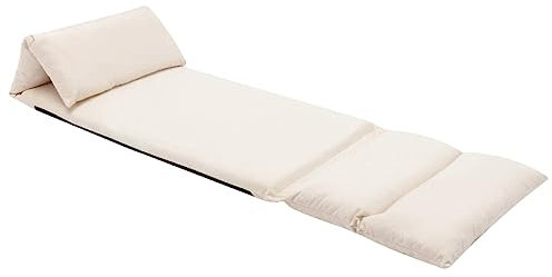 vidaXL Bodenstuhl Faltbar Schlafsessel Sofastuhl Sessel Lounge Bodensessel Liege Bodenkissen Sitzkissen mit Rückenlehne Creme Mikrofaser