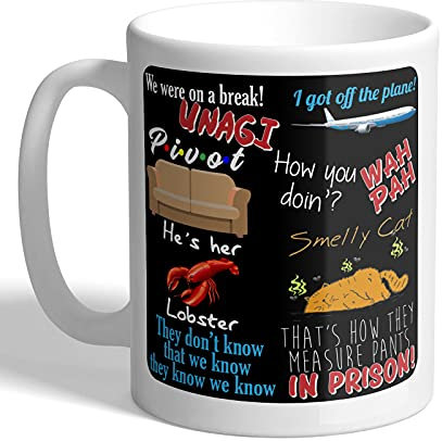 I Love Mugs - Best Friends Tv Show - Favourite Quotes - Black Background - Mug, Ceramic, 11fl.oz.