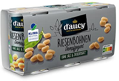 d'aucy Weiße Riesen Bohnen -Dampfgegart - vakuumverpackt ohne Konservierungsstoffe 3 x 110 Gramm