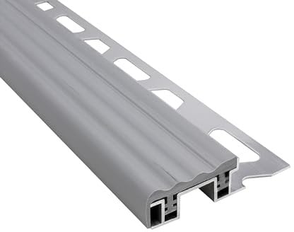 Alu Stufenprofil Fliesenschiene mit 26mm PVC-Einlage L250cm H10mm grau