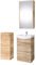 Planetmöbel Badmöbel Set Waschtisch mit Unterschrank 45 x 60 x 33 cm mit Spiegelschrank 40 cm & Midischrank für Badezimmer, Gäste WC & Bad, Sonoma Eiche