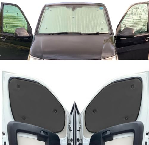 Fensterrollo-Set Kombatibel Mit Opel Vivaro (2019-Date)(Komplettset SWB + Heckklappe) Rückenfarbe in Anthrazit, Reversibel und Thermisch