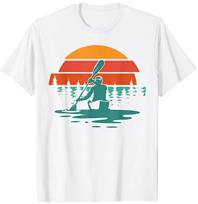 Kajaking Wald Kanu fahren Wassersport Paddeln Retro Kajak T-Shirt