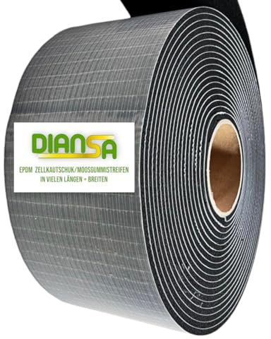 DIANSA Moosgummi 10m Rolle in 8 Breiten und 4 Stärken Zellkautschuk EPDM Dichtungsband (Breite 6cm, Stärke 8mm)