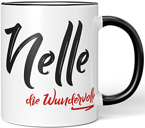 JUNIWORDS Tasse, Nelle, die Wundervolle, Schwarz (5276975)