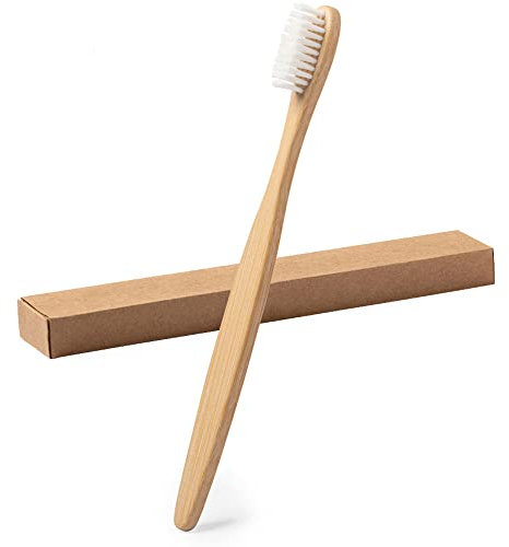 CEZARO - Brosse à dents en bambou naturel pour adulte | Poils souple | Dans emballage individuelle | Ecologique (Lencix)