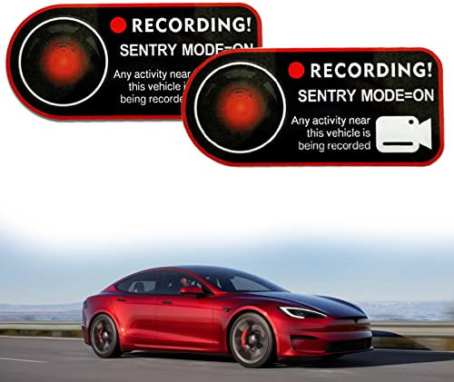 ONKENTET Sentry Mode Aufkleber Kompatibel mit Tesla Model 3 Y X S Cybertruck Roadster Semi Zubehör Außenaufkleber Fensterwarnung Statische Adsorption Paste Muster (2 Stück)