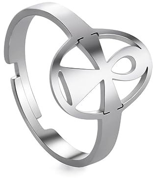 Amaxer Ägypten Ankh Kreuz Ring Ägyptisches Kreuz Schlüssel des Lebens Amulett Ring Offen Verstellbar Fingerring Schmuck Geschenke für Frauen Männer (Stil2)